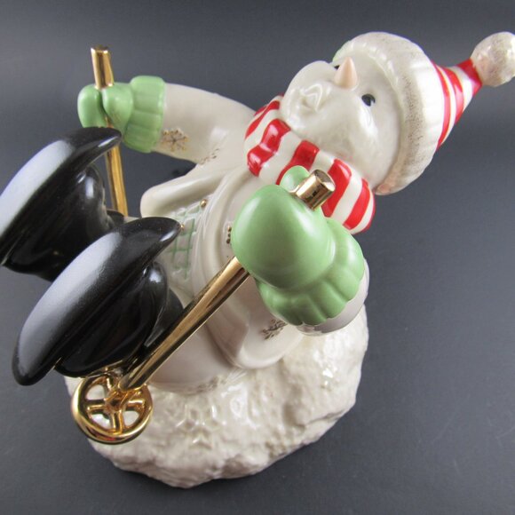 LENOX PORCELAIN SKIING CUTE SNOWMAN LARGE FIGURINE - Picture 8 of 12